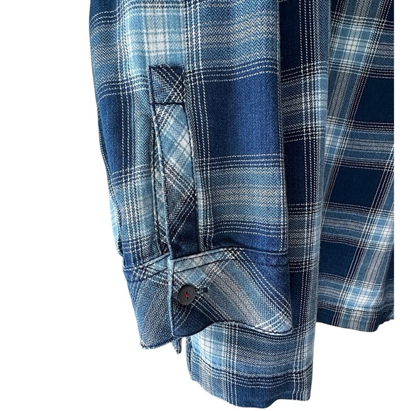 J JILL | NWOT LONG SLEEVE COTTON PLAID TOP BUTTON BACK NAVY BLUE WHITE SIZE: 1X - Picture 6 of 15